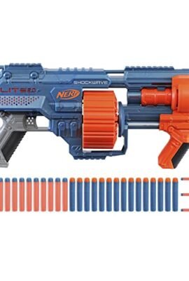 Hasbro Nerf Elite 2.0 Shockwave RD-15 (Blaster with a 15-dart rotating drum, rapid-fire pump-action, built-in customization features), No Color, E9527F02