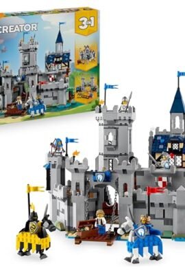 LEGO Creator 3-in-1 Medieval Knight’s Castle – Transformable Toy Featuring a Tournament Arena or Village Scene – Includes 6 Minifigures – Creative Gift for Boys and Girls Ages 9+ – 31168