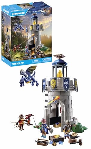 PLAYMOBIL Novelmore 71483 Knights’ Tower with Dragon – Battle between the Knights of Novelmore and the Knights of Burnham, fun role-playing games, realistic toy for children aged 4 and up