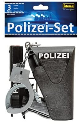 Idena 8040007 - Police Set, Gun, Holster & Handcuffs, Playset, Theme Party, Carnival
